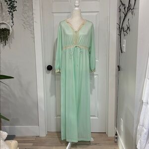 Vintage Lorraine Nylon Mint Green Maxi Gown